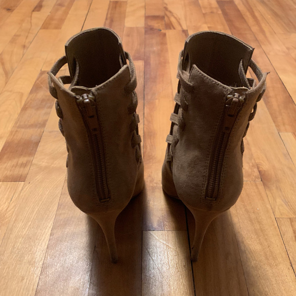 Heeled Suede Booties in Tan - Picture 3 of 4